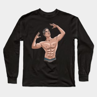 Bodybuilder Posing Bodybuilding Gym Fitness Weight Training Long Sleeve T-Shirt